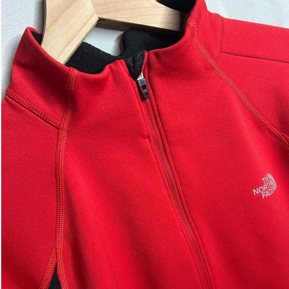 The North‎ Face Fleece Pullover Mens Small Red Black Quarter Zip A45K Thumbholes